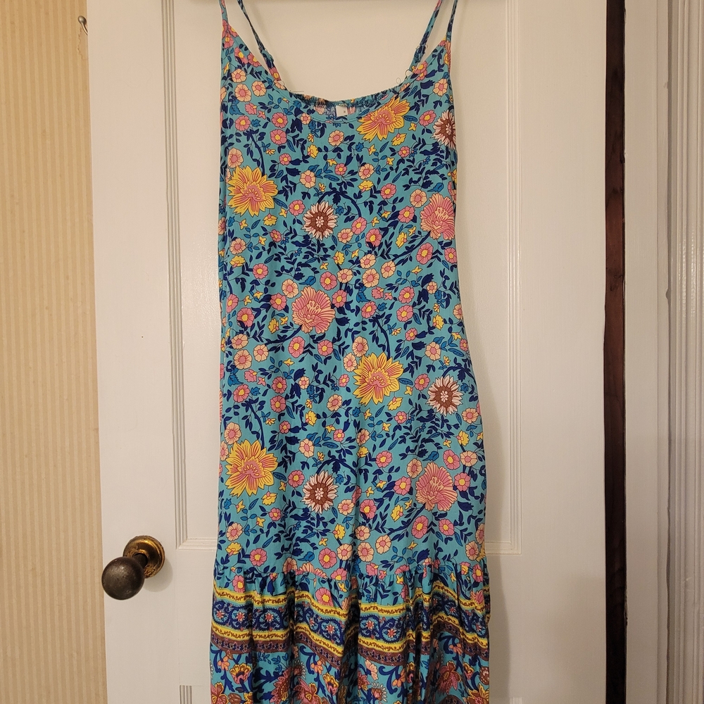 Blue Floral Slip Dress